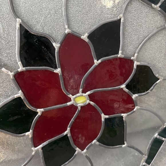 Beautiful Handmade Stained Glass Sun Catcher Christmas Poinsettia Holiday Decor - Picture 8 of 13
